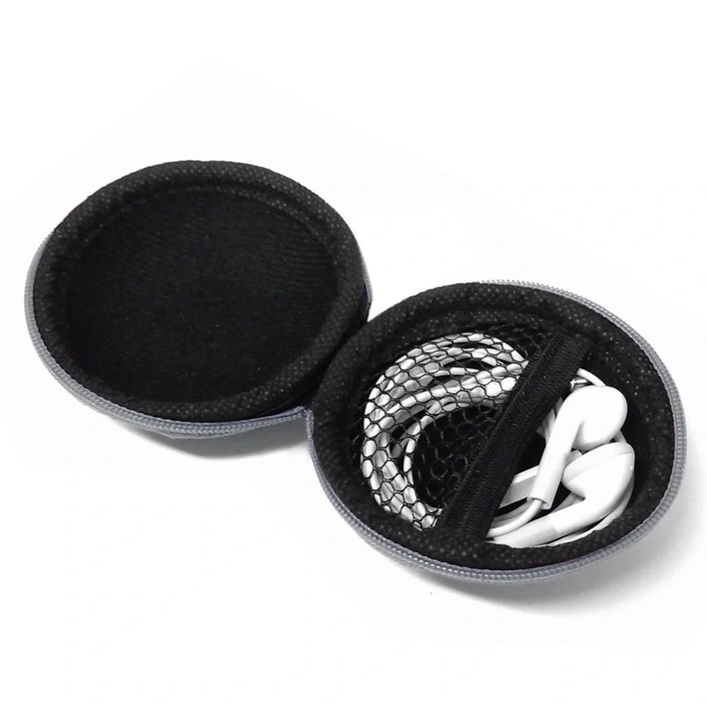 Round Gray Tech Storage Organizer Case with Zip Closure